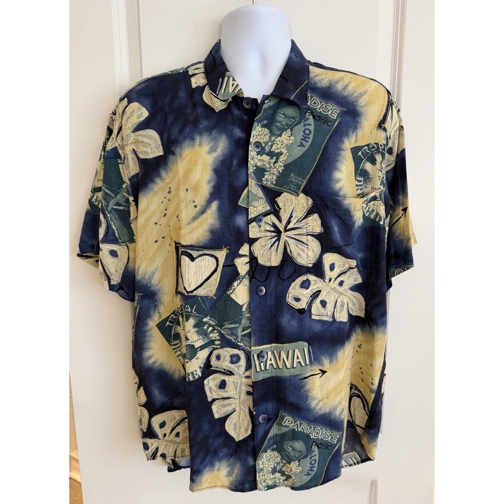 Jams World Vintage Men’s Hawaiian Aloha Shirt, Large, “Hospitality” EUC